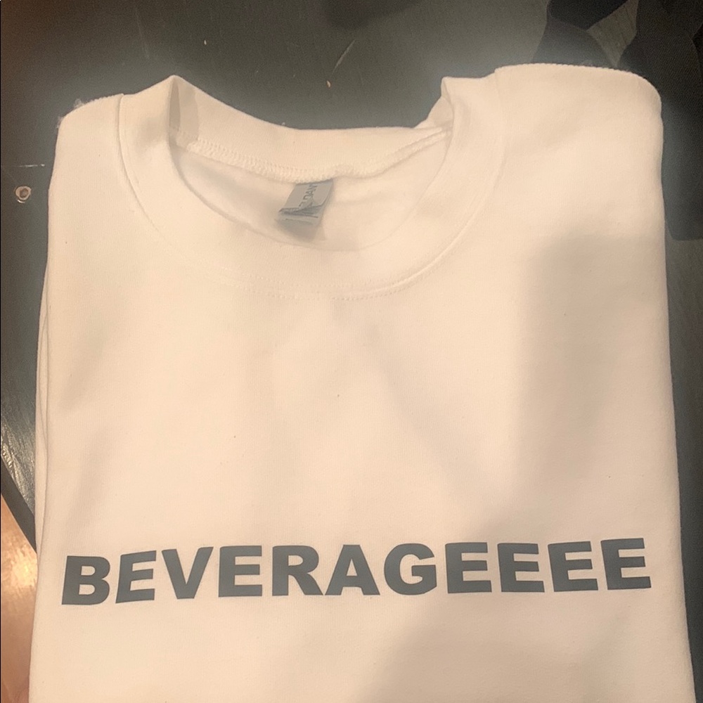 White Graphic Tee with Beverage Print